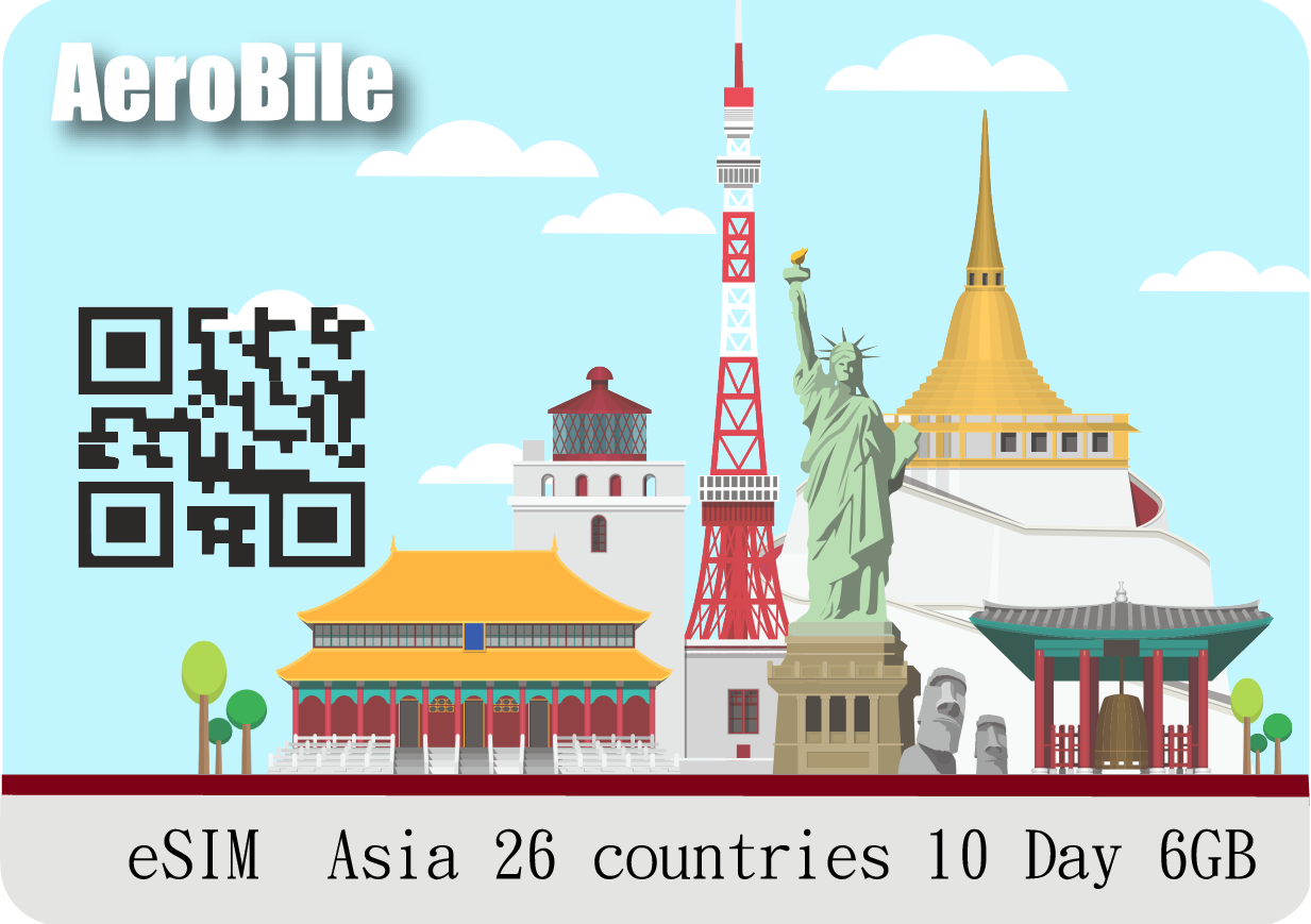 eSIM  Asia Pacific/10 days 6GB high speed and reduced afterward unlimited (A26)